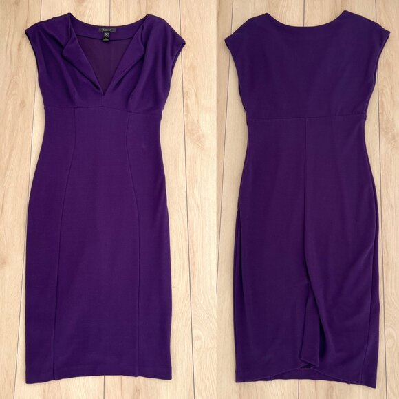 Mango Suit Purple Stretch Knit Sheath Midi Dress Size M Dark Romance/ Dark Siren - Picture 3 of 16